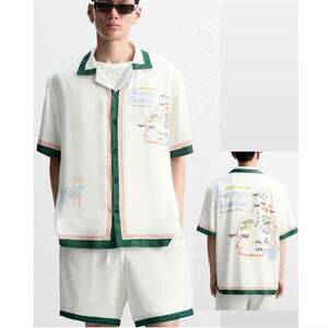 ZARA Men’s Amazing Paradise Playa Beach Sunmer Button Down Shirt Size XL